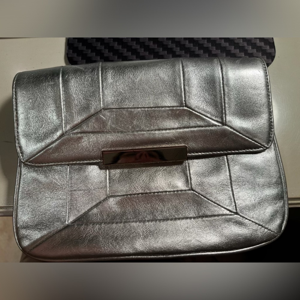 Ann Taylor clutch in silver NWT